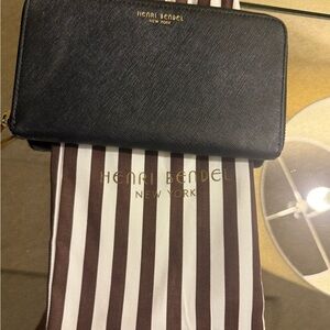 Henri Bendel Black Zip-Around Wallet